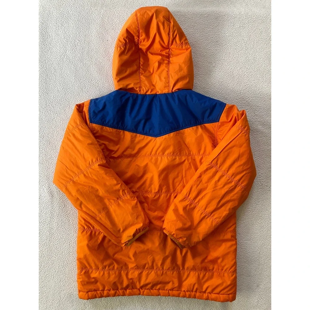 The North Face Boys Large Reversible Puffer Jacket Orange Blue Hooded Coat